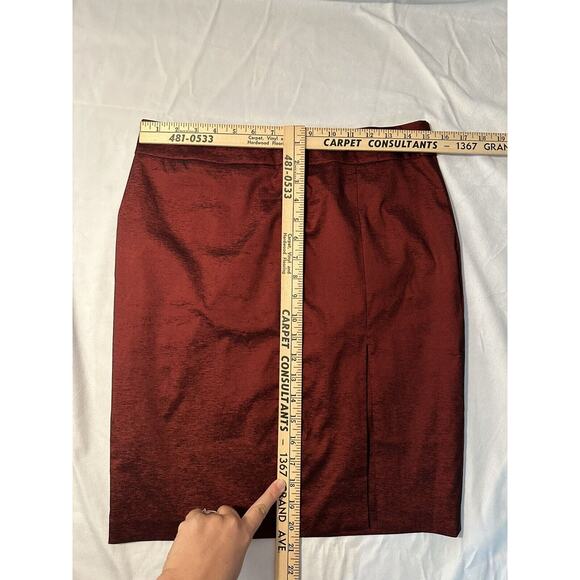 Cache Women Deep Red Cocktail Formal Short Stretch Pencil Skirt Size 4 - Picture 5 of 5